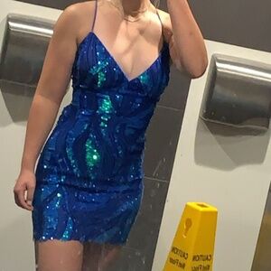 Blue sequin dress